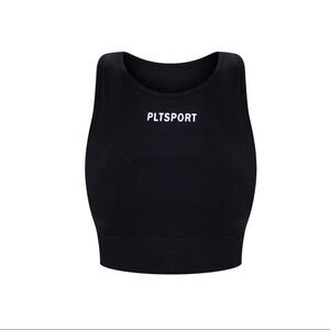 PRETTYLITTLETHING Black Textured Rib Seamless High
Neck Cropped Top